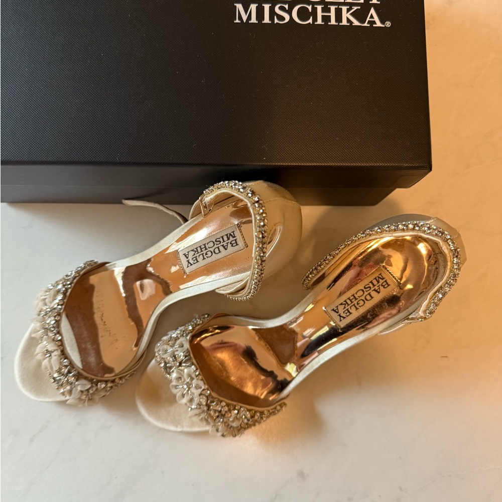 Badgley Mischka Women's Cream Embellished Heels